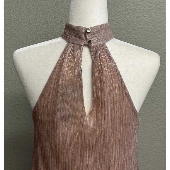 Tua NWT Metallic Halter Top Blouse Blush Women’s Size Small Lined - Picture 3 of 11